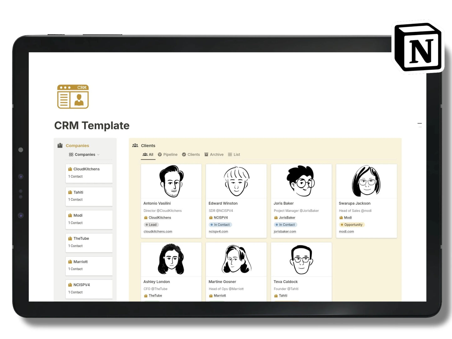 Plantilla de noción de CRM