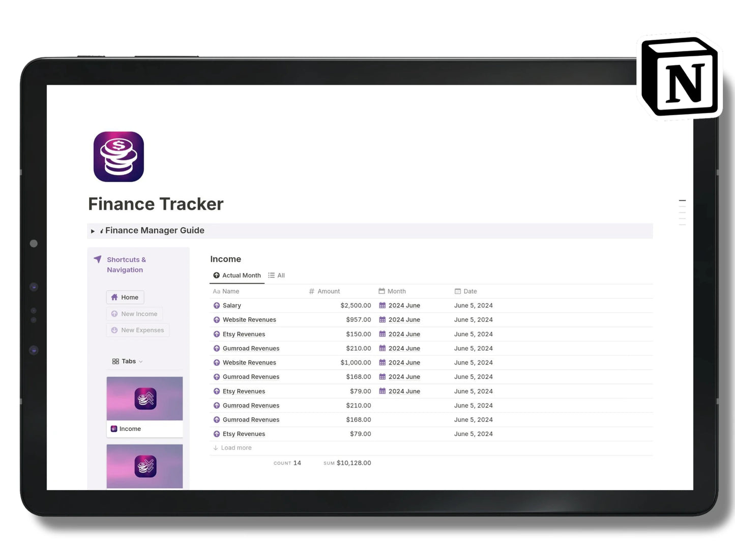 Finance Tracker for Notion