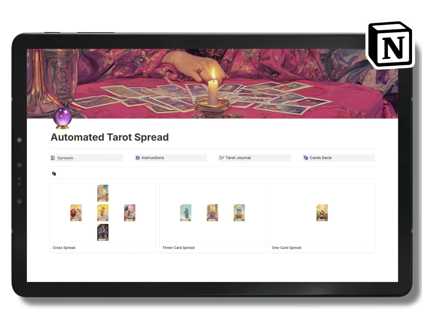 Tirada de tarot automatizada de Notion