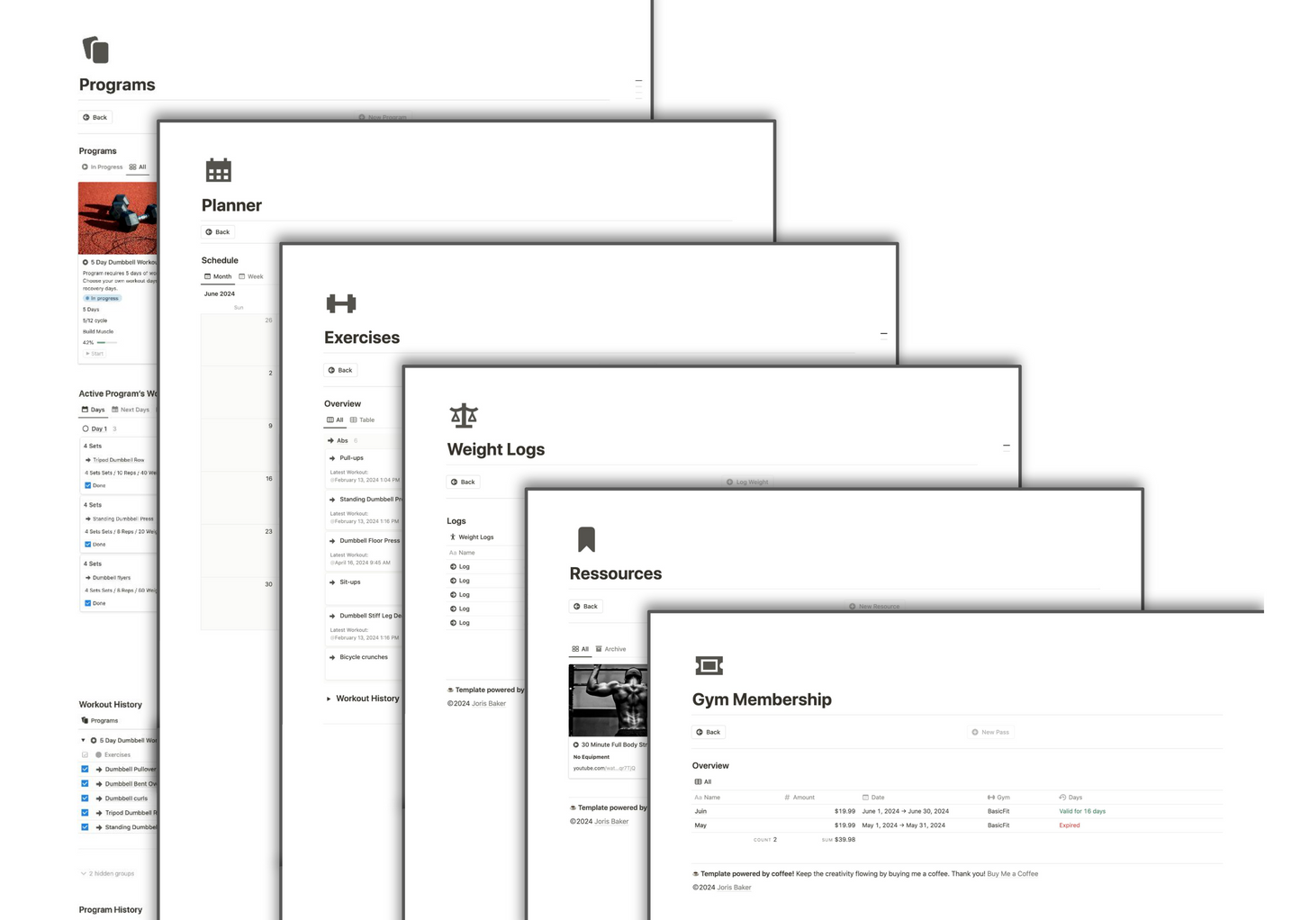 Planificador de entrenamiento de Notion